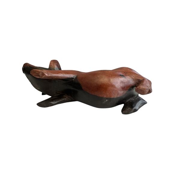Vintage African Hand Carved Ebony Wood Fat Belly Pig - Picture 8 of 9